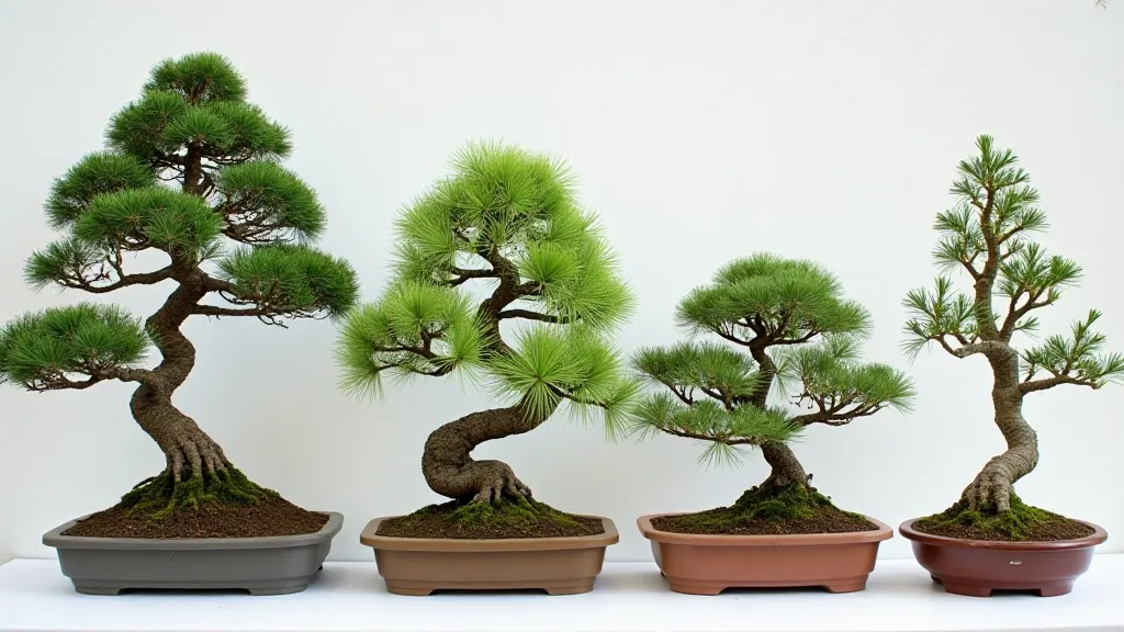 Various juniper bonsai styles.